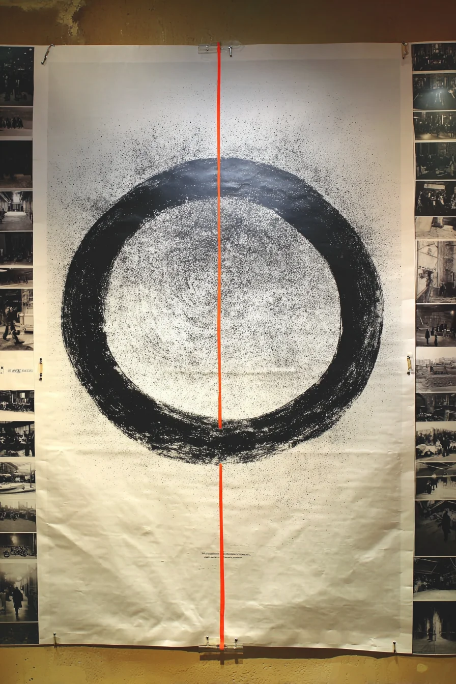 A single perfect black circle in India ink on white paper.